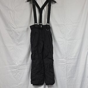 Boys Sport Essentials Size 12 Black Snow Pants W/ Suspenders Insulated Snow Bib